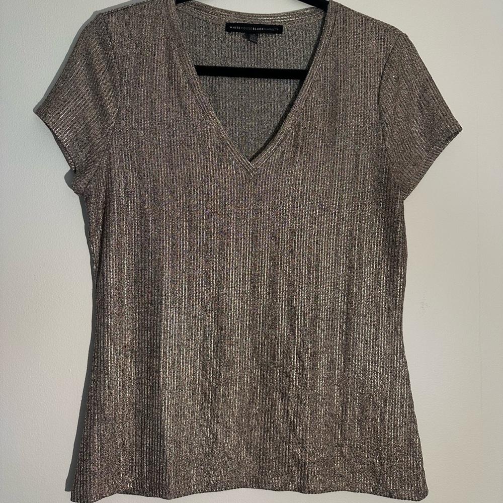 White House Black Market Gold Ribbed Tank S